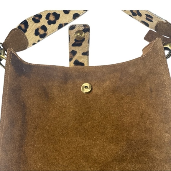 Jane & Marie Brown Suede Leopard Tote Shoulder Bag - Picture 8 of 16